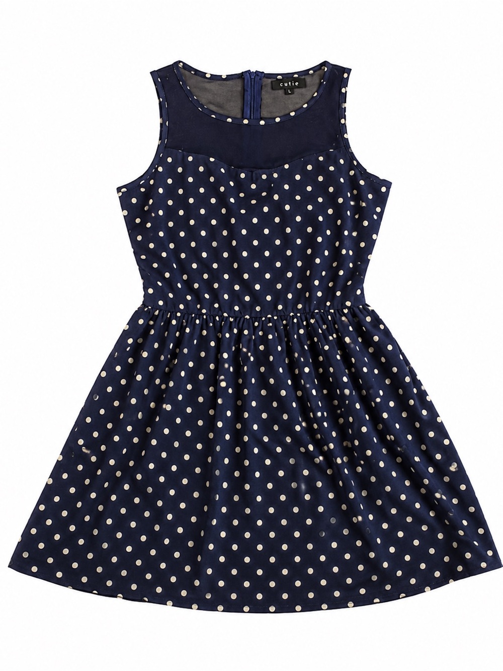 Cutie navy & cream fit n flare‎ dress